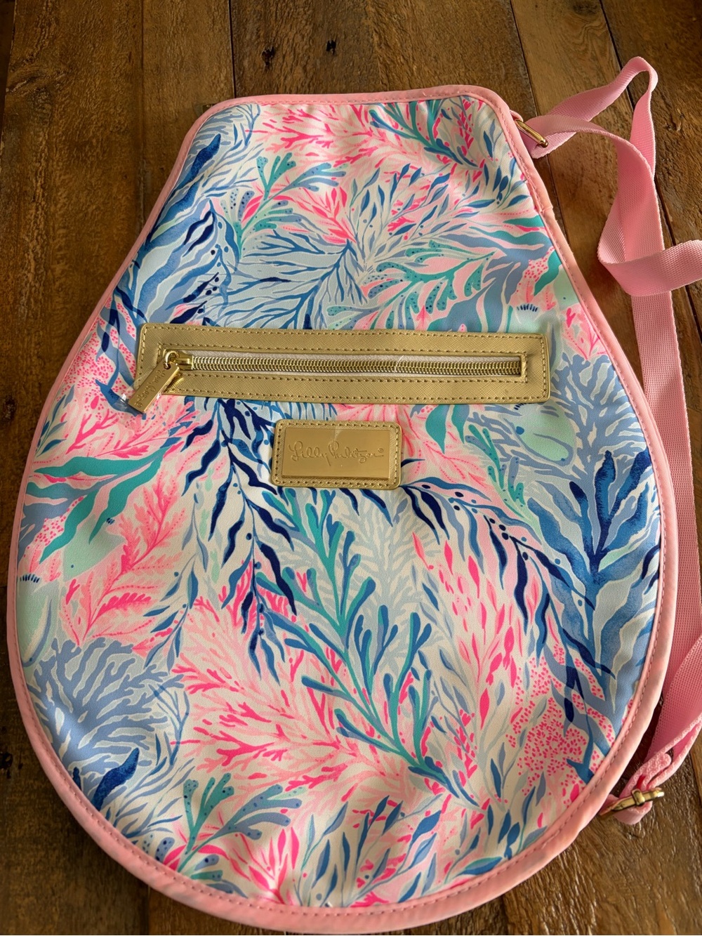 Lilly Pulitzer Pink Blue Multi Coral-Print Crossbody Sling for tennis racket